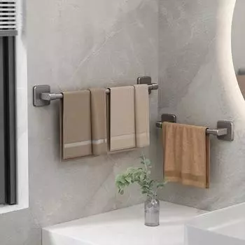 1 шт. Вешалка для полотенец для ванной комнаты с перфорированными присосками, настенная вешалка для хранения вещей в ванной комнате, алюминиевая вешалка для полотенец 30X6X5.5CM