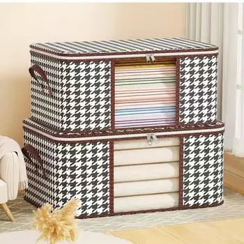 1 шт. Видимый ящик для хранения большой емкости, портативный органайзер для одежды для дома с ручками, складной пылезащитный контейнер на молнии для одеял 60x40x30cm