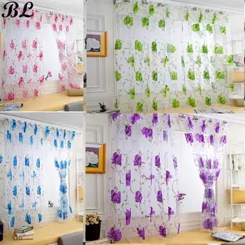 1 шт. Виноградные листья тюль двери окна занавески драпированная панель прозрачные шарфы балдахины 100x200cm