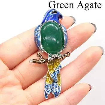 1 шт., Винтажная брошь-булавка в китайском стиле ручной работы из натуральных камней и кристаллов, перегородчатая эмаль, попугай, подвеска-шарм (2 в 1) | Идеально для вечеринок/повседневной носки/поделок 1Pc/2567mm