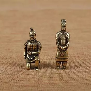 1 шт. Винтажная латунная мини-терракотовая армейская фигурка воина, кулон, старинный китайский солдат, офицер, мужские украшения