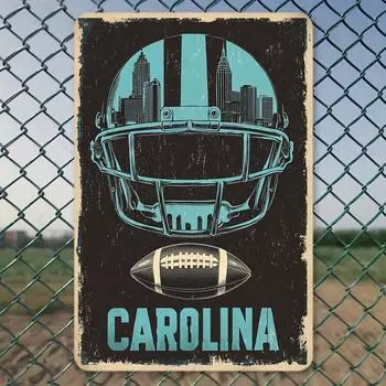 1 шт. Винтажная металлическая табличка Carolina Football 8x12 дюймов, настенное искусство из железа, антикварный спортивный декор для домашнего фермерского клуба с юмористическими цитатами 20x30cm белый