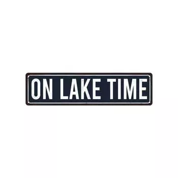 1 шт. Винтажная металлическая жестяная табличка - настенный декор в деревенском стиле с изображением озера для дома, домика у озера - 3,9 x 15,7 дюйма, эстетическая комната чёрный