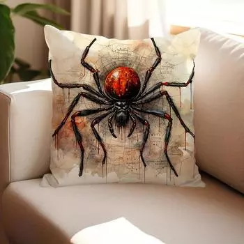 1 шт. Винтажная наволочка для Хэллоуина, на молнии, с рисунком паука, тыквы и черной кошки, подходит для украшения гостиной, спальни 45x45cm
