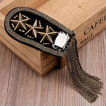 1 шт. Винтажная пятизвездочная кисточка на цепочке значки на погонах бисер ткань металлический эполет военный значок на броши медаль коричневый