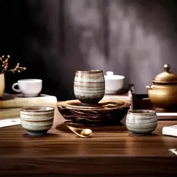 1 шт. Винтажная расписанная вручную керамическая кофейная чашка, креативная смена печи для кунг-фу, чашка для чайных напитков, бокал для вина 100-300ML