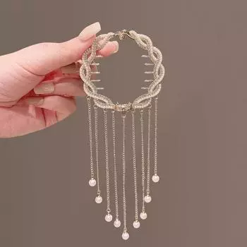 1 шт. Винтажная заколка-клип для хвостика с бахромой и пайетками, шпилька для волос, аксессуары для волос для пучка на затылке в стиле ханьфу