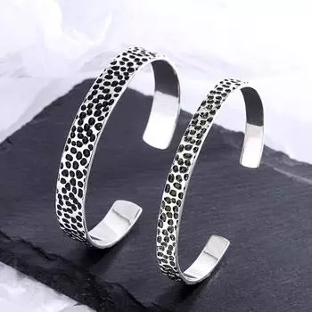 1 шт. Винтажные выпуклые простые нерегулярные браслеты для женщин, пары, старые грязные рок-текстуры, ювелирные изделия, подарочные аксессуары для вечеринок 6cm серебряный