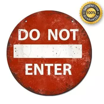 1 шт. Винтажный металлический круглый алюминиевый знак, жестяной знак «Не входить», настенное художественное украшение, винтажный декор для стен гаража чёрный