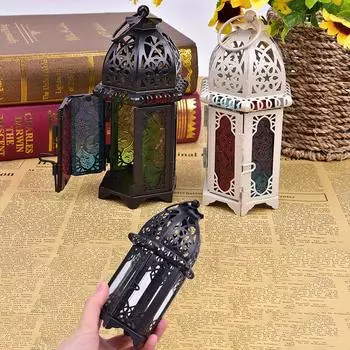 1 шт. Винтажный металлический полый подсвечник подсвечник подвесной фонарь