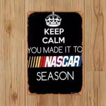 1 шт. Винтажный металлический знак сезона NASCAR, настенное искусство из алюминия. Простая установка, долговечность для гаража. Идеальный гоночный декор для преданных фанатов. 20x30cm белый