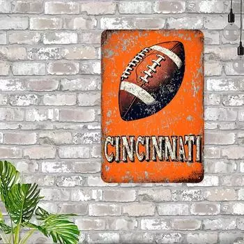 1 шт. Винтажный железный алюминиевый знак футбольного клуба «Цинциннати» в античном стиле, водонепроницаемый настенный декор с предварительно просверленными отверстиями для декора бара и кафе 20x30cm белый