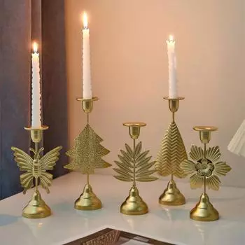 1 шт. Винтажный золотой железный подсвечник для простых элегантных ужинов при свечах, рождественские подсвечники, легкая роскошь