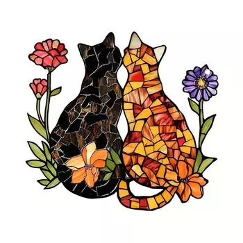 1 шт. Витражное подвесное украшение, кошачий ловец солнца для подвесных украшений, ловец солнца, подарок паре для женщин, любителей кошек Glass ornament