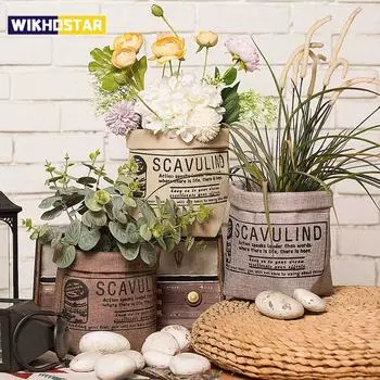 1 шт. Водонепроницаемая сумка для растений случайного цвета, винтажная тканевая сумка с графическим лозунгом для сада синий