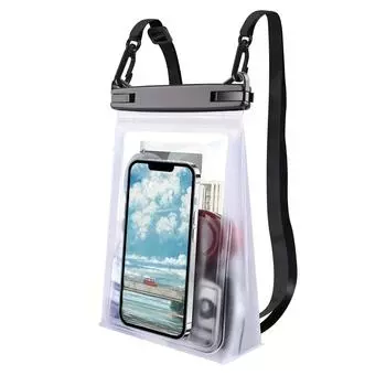 1 шт. Водонепроницаемая сумка для телефона — чехол для телефона с сенсорным экраном IPX8 для плавания, спорта, активного отдыха — подходит для телефонов до 7 дюймов белый