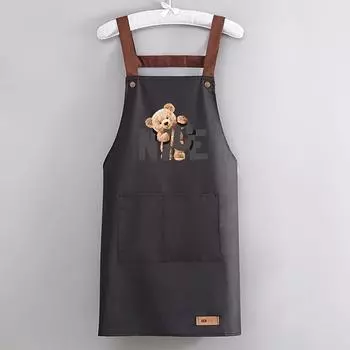 1 шт. Водонепроницаемый кухонный фартук - Маслостойкий холщовый фартук для готовки | Защитный нагрудник для шеф-повара и кейтеринга | Регулируемый шейный ремешок чёрный