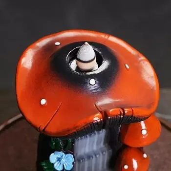 1 шт., Водопадная курильница с обратным потоком в виде грибного домика, держатель для благовоний из смолы ручной работы для домашнего декора - без благовоний