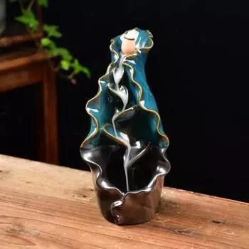 1 шт. Водопадный лист лотоса керамическая курильница для благовоний обратный поток курильница креативный домашний декор держатель для благовоний комната офис украшение