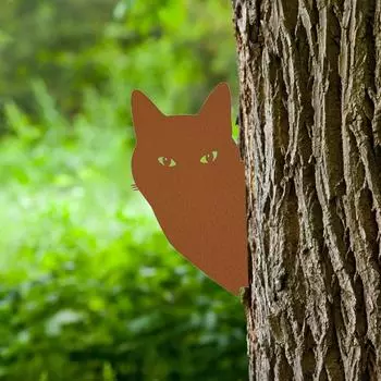 1 шт. Восхитительная скульптура для двора «Кошки» — Неотразимые скульптуры кошек, подарки и украшение газона. Потрясающий силуэт из железа жёлтый