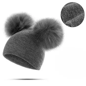 1 шт. Вязаная теплая шапка, детская повседневная уличная шапка розовый