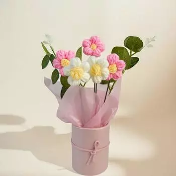 1 шт. Вязаные крючком цветочные букеты с ведром, украшения для дома, подарок на День матери, подарки на годовщину, подарки на День святого Валентина фиолетовый