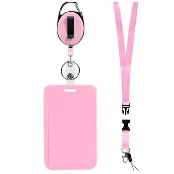 1 шт. Выдвижной держатель для ID-карты, однотонный пластиковый чехол-протектор для карт, кармашек с прозрачным окошком для школьного ID, кредитных карт, пропусков розовый