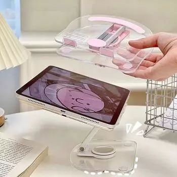 1 шт. Выдвижной настольный держатель, вращающийся на 360°, прозрачный держатель для мобильного телефона, многофункциональная плоская подставка