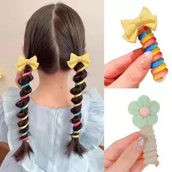 1 шт. Высокоэластичная прочная резинка для волос, удобная резинка, цветная повязка на голову в форме телефонного провода