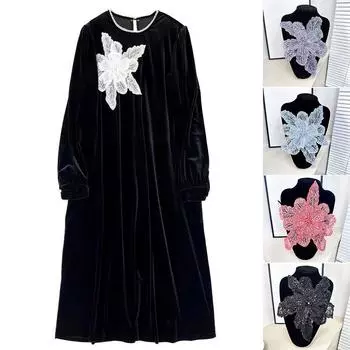 1 шт. Высокое качество DIY ручной работы белые многослойные блестки бисерные нашивки декоративное кружево чёрный