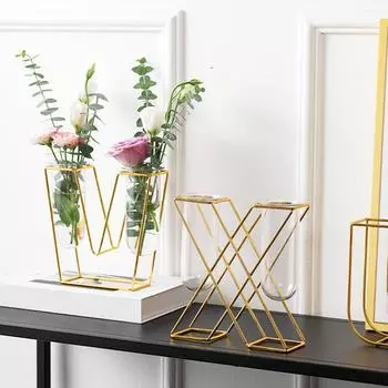 1 шт. Высококачественная ваза с железной рамкой, цветочная композиция, свадебная буква, домашний декор, шикарный стильный