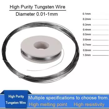 1 шт. W99% высокочистая вольфрамовая проволока диаметр 0,01-1 мм длина 1/2/5 м вольфрамовая линия электрический нагревательный электрод проволока 0.04mmx5m