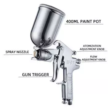 1 шт. W-77 краскопульт для заливки, высокая степень распыления, мебель, дерево, автомобильная краска, пневматический инструмент для распыления краски, простота в эксплуатации