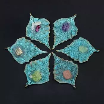 1 шт. в богемном стиле, кулон с целебным кристаллом в форме листа, натуральный кристалл, драгоценный камень, подвески для изготовления ювелирных изделий, аксессуары для ожерелья «сделай сам», 66x45 мм 66x45mm