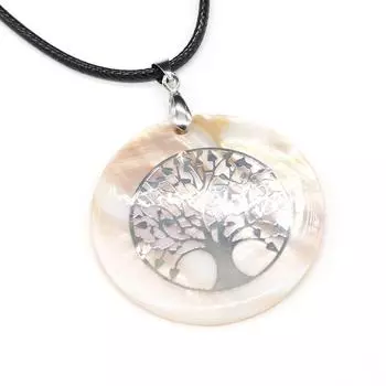 1 шт. в партии, круглый кулон из натуральной ракушки, ожерелье «Древо жизни», ювелирные изделия, ожерелья из перламутровых ракушек для женщин и мужчин, подарки высокого качества 45x45 мм 45x45mm
