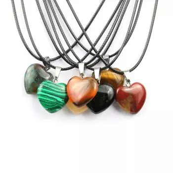 1 шт. в партии кулон из натурального камня в форме сердца с кристаллом розового кварца и агатом, ожерелья, подвески 2 0,6 см чёрный