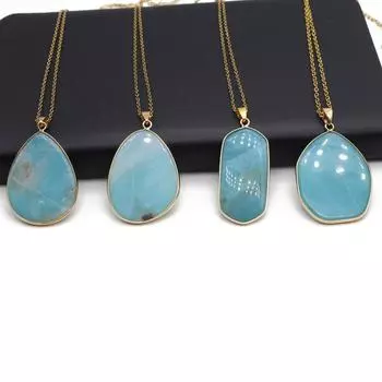1 шт. в партии натуральный камень амазонит кулон ожерелье для женщин мужчин ювелирные изделия рождественские подарки 1Pcs/22x47mm-Amazonite