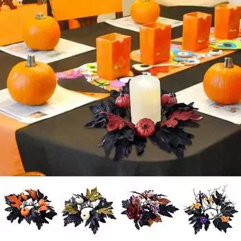 1 шт., вечерние тыквы, имитация цветов, свечи, кольца, венки, подсвечник, черный домашний декор