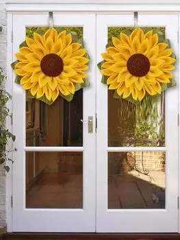 1 шт. венок из подсолнухов 42 см искусственный подсолнух весенне-летний венок венок на входную дверь для внутреннего и наружного домашнего офиса, стены, свадьбы, праздника, украшения жёлтый