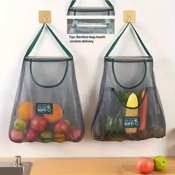 1 шт. вентилируемые сетчатые мешки для хранения чеснока, картофеля, лука - прочный пластиковый подвесной органайзер для кухни и кладовой, не контактирующий с пищевыми продуктами Single layer 30*40cm