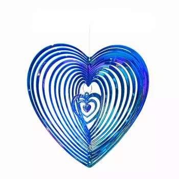 1 шт., вертушка для ветра с бьющимся сердцем, вращающийся из АБС-пластика из нержавеющей стали, ловушка для ветра, любовь, перезвон ветра синий