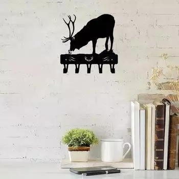 1 шт. вешалка для ключей Elk Bull, настенная вешалка для ключей, настенное украшение, вешалка для пальто - железное искусство для декора в деревенском стиле чёрный