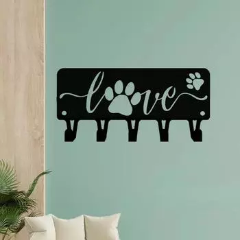 1 шт. вешалка для ключей Puppy Dog Love & Organizer - 6 дюймов/9 дюймов в ширину металлическое настенное искусство для подвешивания на стену и крючки M светло-серый