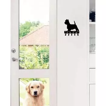 1 шт. вешалка для ключей Western Highland Dog - 6 дюймов / 9 дюймов, металлическая настенная вешалка для ключей, настенное украшение светло-серый