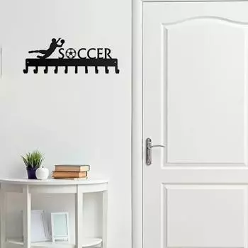 1 шт. вешалка для медалей футбольного вратаря с 10 крючками, металлическая настенная вешалка для ключей, вешалка для полотенец, вешалка для пальто, подарок любителю спорта чёрный