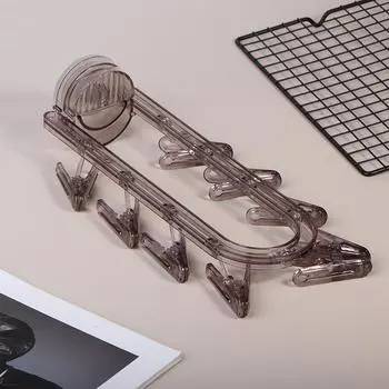 1 шт. вешалка на присоске с несколькими зажимами настенная для внутренних и наружных балконов многофункциональная складная вешалка для одежды серый