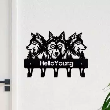 1 шт. вешалка Timberwolf Metal Silhouette, поводок для ключей, настенное крепление, кронштейн для хранения, вешалка для полотенец, кованое железо чёрный