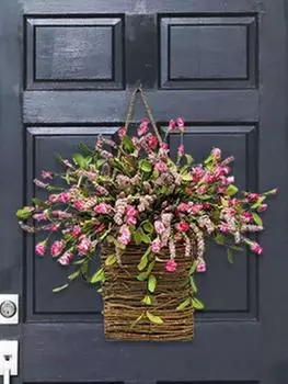 1 шт. весна лето розовые полевые цветы подвесная корзина корзина с искусственными цветами для декора передней двери фермерский дом коттедж гирлянды розовый