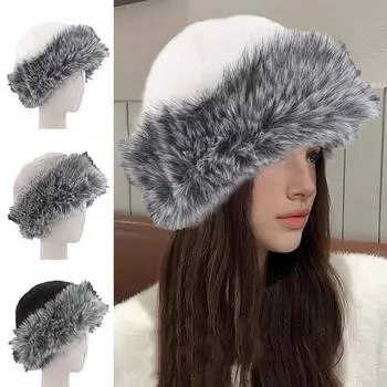 1 шт. ветрозащитная женская зимняя теплая русская толстая искусственная меховая шапка рыболовная шапка из искусственного меха белый