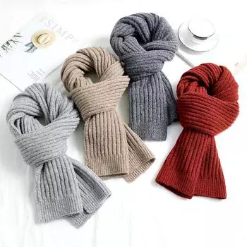 1 шт. ветрозащитный шарф для улицы в японском стиле вязаный шарф однотонный зимний теплый